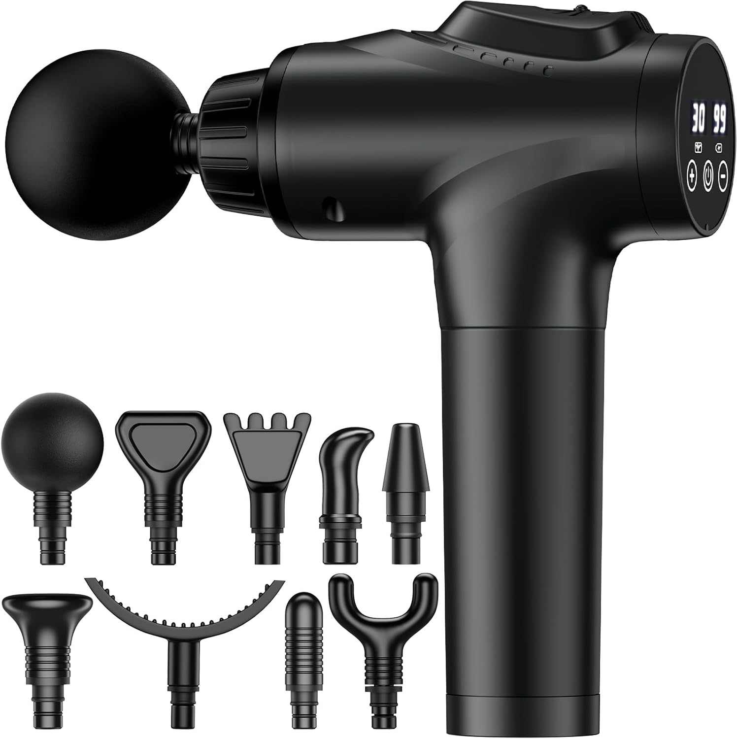 Massage Gun, Deep Tissue Handheld Massager with 30 Speeds & 9 Heads