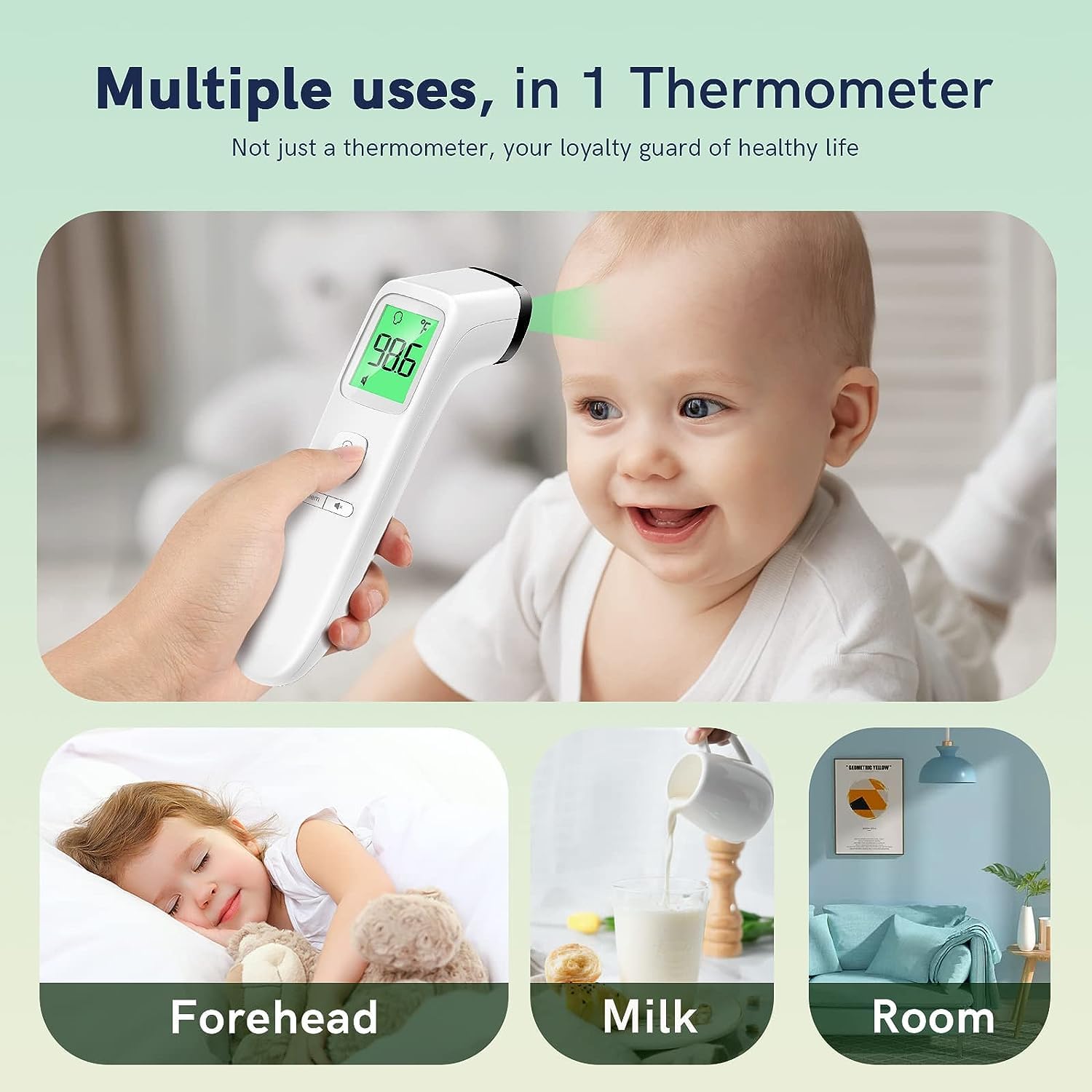 No-Touch Digital Thermometer with Fever Alarm for All Ages