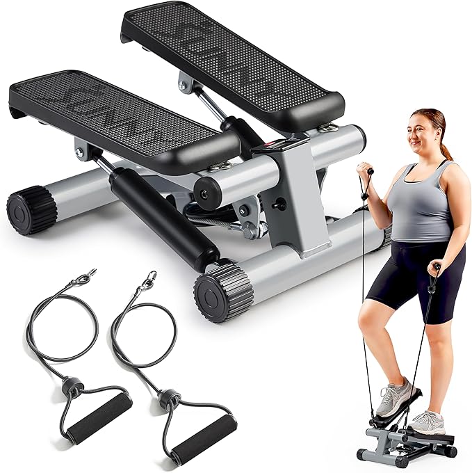 Sunny Mini Stepper with Bands, 300lb Capacity & SunnyFit App